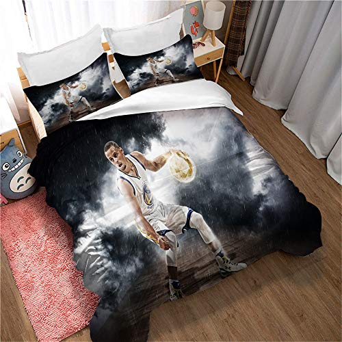 CHAOSE-DEB Luxuriöses Basketball Stephen Curry Bettwäscheset Mit 2 Kissenbezügen, Polyester/Baumwolle, Hautfreundlich, Doppelt (Stil 02,135 x 200 cm) von CHAOSE