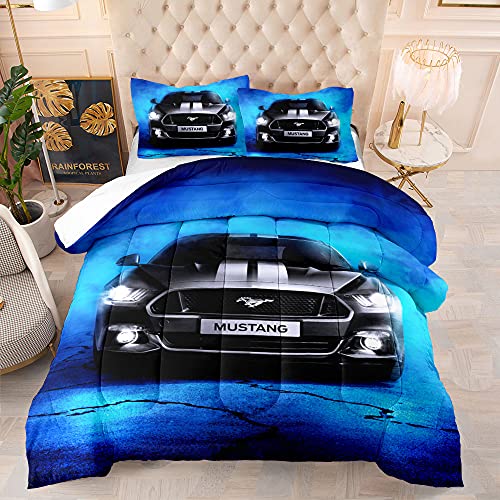 CHAOSE-DEB Thermal 100% Ägyptische Baumwolle - Hotelqualität Bettwäsche-Sets Auto Mustang Bettbezug, Queen Size 3pcs (Mustang 05,135 x 200 cm) von CHAOSE