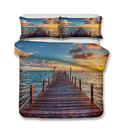 CHAOSE Wellen, Strände, treibende Flaschen Bettwäsche Set,Superweiche Polyester-Baumwolle,2-teilig (1 Bettbezug + 1 Kissenbezüge) (Zum Himmel, Single Size(135x200cm+1/75x50cm Einzelbett)) von CHAOSE