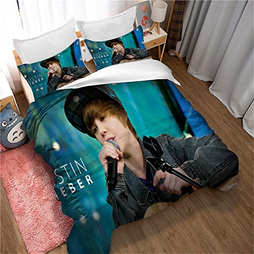 CHAOSE Bettbezug-Sets Justin Bieber Singer ? Perfektes Single-King-Size-Bettwäsche-Set Mit Kissenbezügen Und Atmungsaktivem Anti-Milben-Winter (Bild 02,135 x 200 cm) von CHAOSE