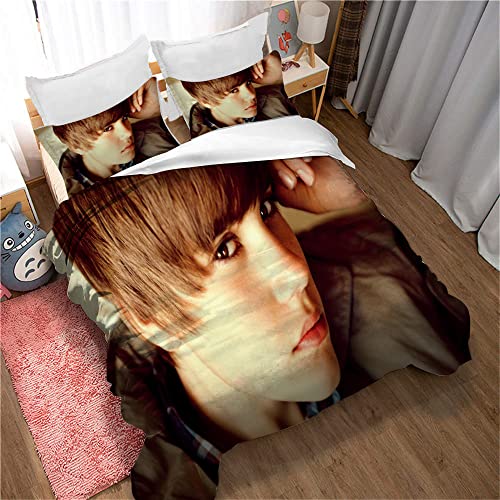 CHAOSE Bettbezug-Sets Justin Bieber Singer ? Perfektes Single-King-Size-Bettwäsche-Set Mit Kissenbezügen Und Atmungsaktivem Anti-Milben-Winter (Bild 05,135 x 200 cm) von CHAOSE