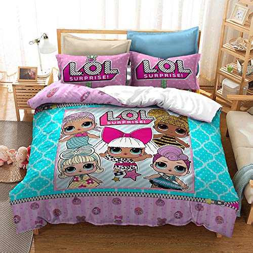 CHAOSE Bettbezug-Sets Surprise LOL Pink Girl - Perfektes Single-King-Size-Bettwäsche-Set Mit Kissenbezügen Und Atmungsaktivem Anti-Milben-Winter (Rosa 04,200 x 200 cm) von CHAOSE