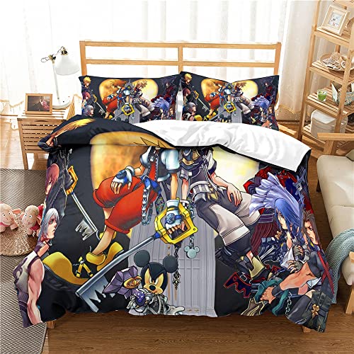 CHAOSE Bettwäsche 100 X 135 cm, Hautfreundlicher Kinder-Kingdom-Hearts-Bettbezug, Baumwolle, Mädchen, Teenager-Bettwäsche Mit Kissenbezug (KH 04,220 x 240 cm) von CHAOSE