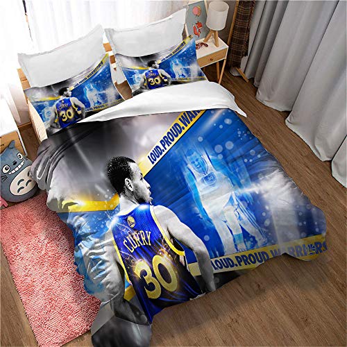 CHAOSE-DEB 3-teilige Bettwäsche, 100% Mikrofaser-Basketball Stephen Curry Bettwäsche-Set Weicher Bettbezug Und Kissenbezug 2-teilig (Stil 01,135 x 200 cm) von CHAOSE