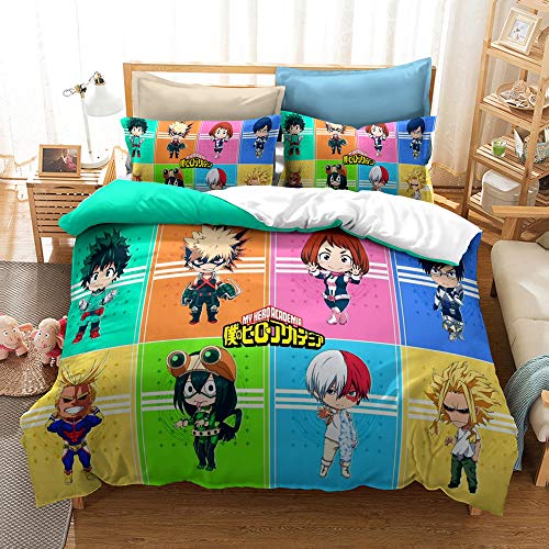CHAOSE-DEB 3-teiliges Bettwäsche-Set 120 Fadenzahl My Hero Academia Bettbezug Herbst Winter Mikrofaser 2 Kissenbezug (Held 05,135 x 200 cm) von CHAOSE