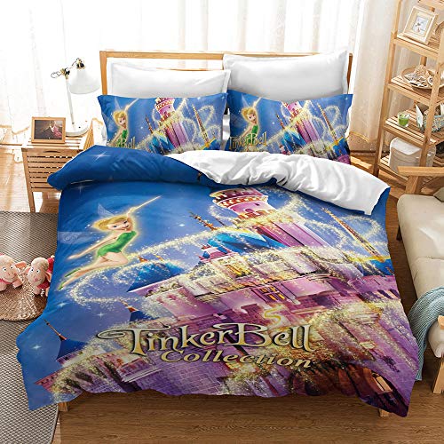 CHAOSE-DEB Bettbezug, Tinker Bell, 3-teiliges Hochwertiges Bedrucktes Mikrofaser-Bettwäsche-Set, Modernes Design Mit Weichheit Und Komfort (Fantasie 03,135 x 200 cm) von CHAOSE
