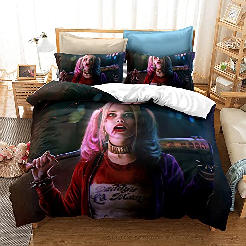 CHAOSE-DEB Bettbezug Einzelbett Bettbezug Set Und Harley Quinn Bettwäsche Anti-Falten Cove (Stil 06,135 x 200 cm) von CHAOSE