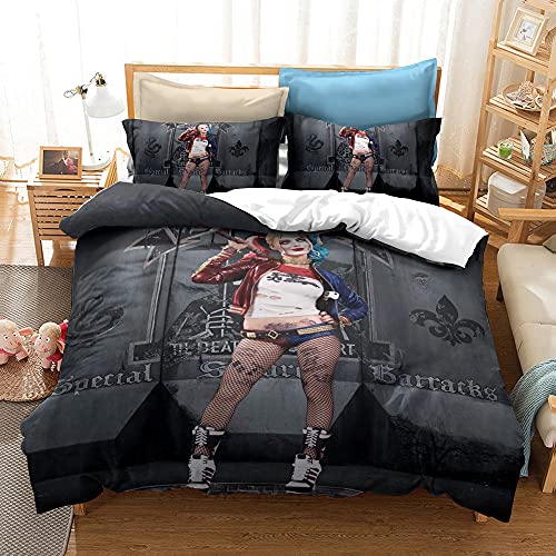CHAOSE-DEB Bettwäsche Set Harley Quinn Druck Bettbezug Und Kissenbezug Kind Erwachsene Anti-Milben Plus Samt (Stil 02,135 x 200 cm) von CHAOSE