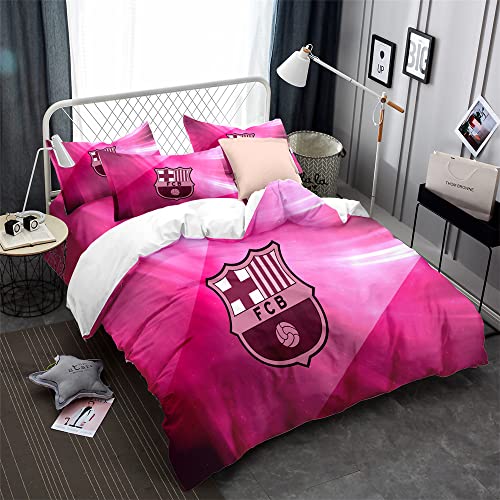 CHAOSE-DEB Football Team FC Barcelona Mikrofaser Quiltset Mit Reißverschluss Bettwäsche Bettbezug Und Kissenbezüge (50x75cm) Pflegeleicht Weich Für Erwachsene Teenager (Muster 05,135 x 200 cm) von CHAOSE