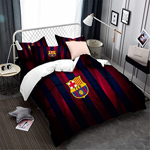 CHAOSE-DEB Football Team FC Barcelona Mikrofaser Quiltset Mit Reißverschluss Bettwäsche Bettbezug Und Kissenbezüge (50x75cm) Pflegeleicht Weich Für Erwachsene Teenager (Muster 06,135 x 200 cm) von CHAOSE