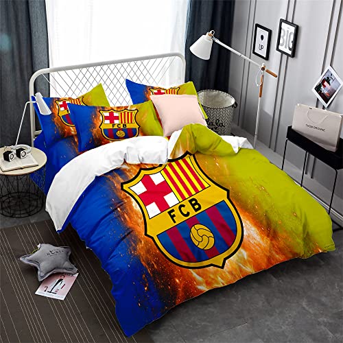CHAOSE-DEB Fußballmannschaft FC Barcelona Bettbezug Einzigartiges Geschenk Weihnachtsbettwäsche-Set Faltenfrei Leicht Langlebig + 2 Kissenbezüge (Muster 03,135 x 200 cm) von CHAOSE