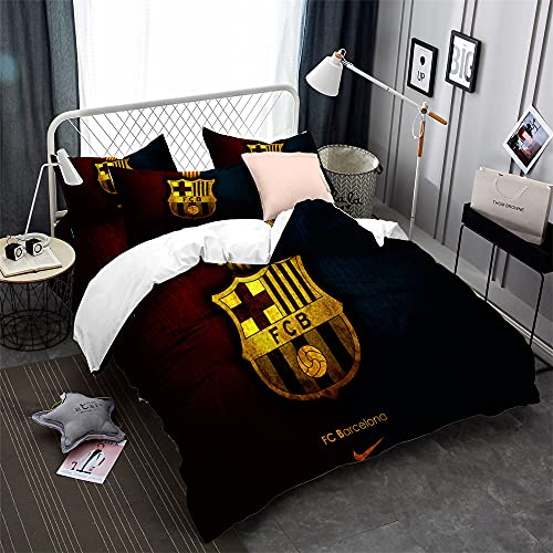 CHAOSE-DEB Fußballmannschaft FC Barcelona Bettbezug Leichte Mikrofaser Weicher Bettbezug Bettwäsche-Set Sing Double King Size 3 Stück (Muster 03,220 x 240 cm) von CHAOSE