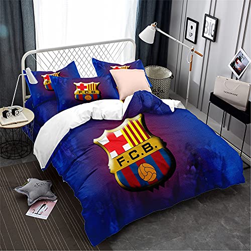 CHAOSE-DEB Fußballmannschaft FC Barcelona Bettbezug Leichte Mikrofaser Weicher Bettbezug Bettwäsche-Set Sing Double King Size 3 Stück (Muster 04,135 x 200 cm) von CHAOSE