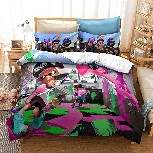 CHAOSE Game Splatoon Family Bettwäsche-Set Für Kinder Cartoon-Bedruckte Bettdecke Einzelbettbezug-Set Kingsize-Bettwäsche (Graffiti 01,135 x 200 cm) von CHAOSE