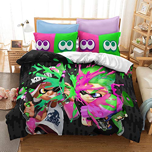 CHAOSE Game Splatoon Family Bettwäsche-Set Für Kinder Cartoon-Bedruckte Bettdecke Einzelbettbezug-Set Kingsize-Bettwäsche (Graffiti 03,135 x 200 cm) von CHAOSE