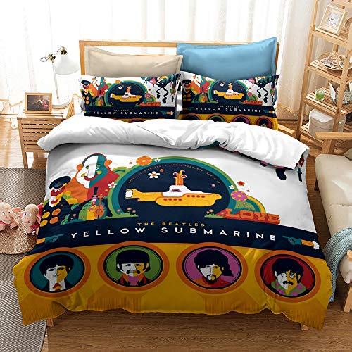 CHAOSE The Beatles Bettbezug-Sets 220 X 240, Steppdecke, 2 Personen, 3-teiliges Bettwäsche-Set, 2 Kissenbezüge Mit Verschluss (Felsen 05,200 x 200 cm) von CHAOSE