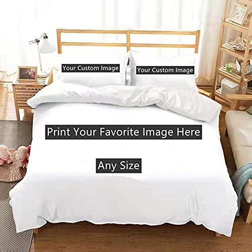 Personalisierte Foto Bettbezüge Bettwäsche-Set, individuelles Foto-Text-Bettwäsche-Set, Single Double Soft 3D gedruckte Bettwäsche Kissenbezug (135_x_200_cm) von CHAOSE