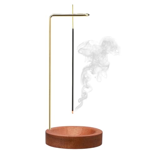 2-In-1 Räucherstäbchen Halter Weihrauchbrenner Handgefertigte Holz Basis RäUcherschale Rückfluss Räuchergefäß Weihrauchbrenner Set für Home Office Decor Yoga Meditation (Braun) von CHAOTEMAI