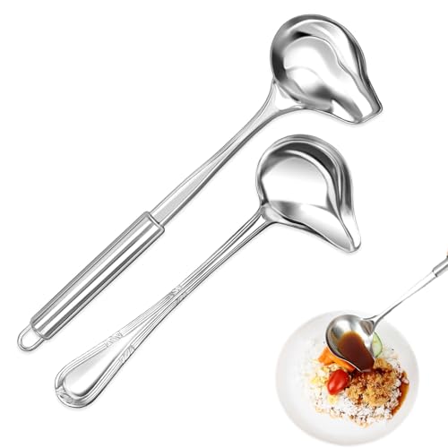 2 Stück Schöpfkelle Honiglöffel Suppenkelle Edelstahl Servierlöffel Suppenkelle Set Soßenkelle MüSlilöffel Geeignet Suppenkelles Mit Tülle，für Küche Restaurant Picknick und Camping von CHAOTEMAI