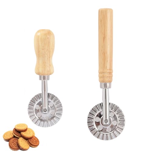 2 Stücke Pizzaschneider Teigschaber Teigrad Teigschneider Roller Teigrad Gewellt Teigrädchen Gezähnter Teigrad Einzelner Klinge Pastry Cutter Wheel Ravioli Crimper Cutter Rad Pasta Cutter Wheel von CHAOTEMAI