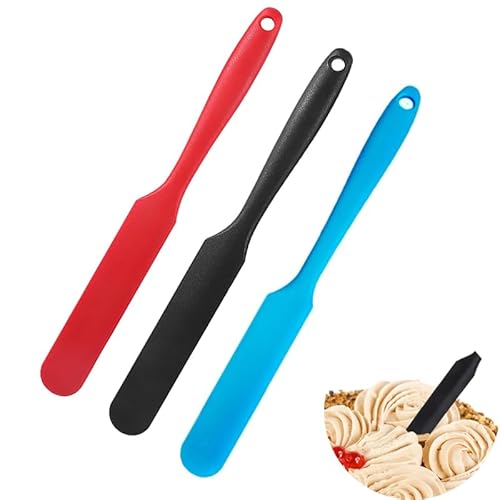 3 Stücke Pfannenwender Teigschaber Silikon Backutensilien Küchenutensilien Set Spatel Schmaler Silikonspatel Griff zum Abschaben von Saucen Silikon Küchenhelfer Rühren Sauerteigstartern von CHAOTEMAI