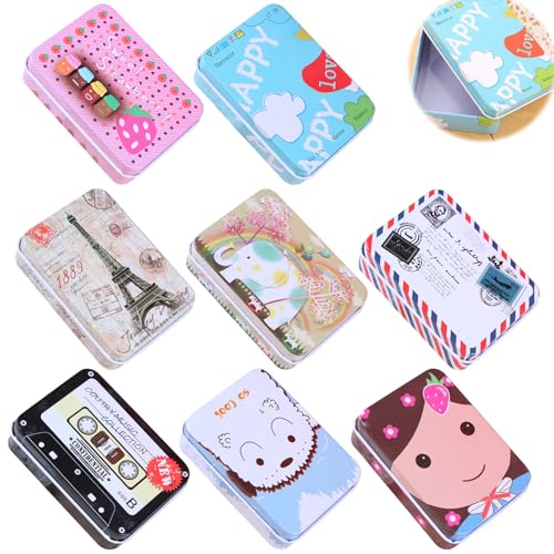 CHAOTEMAI 8 Stück Metalldosen mit Deckel Aufsteckbares Design Keksdose Metall Verschiedene Ausführungen Kleine Metalldose für Den Täglichen Gebrauch zu Hause Geschenkverpackung und für Unterwegs von CHAOTEMAI