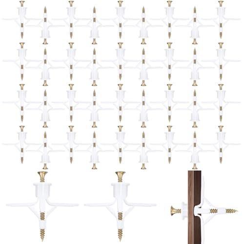 CHAOTEMAI Rigipsdübel 100 Stücke 50mm Cavity Dowels Gipskartondübel Plasterboard Dowels with Screws Hohlraumdübel Wall Plugs Self Drilling Plasterboard Dowels Drywall Dowels (Flugzeugtyp) von CHAOTEMAI