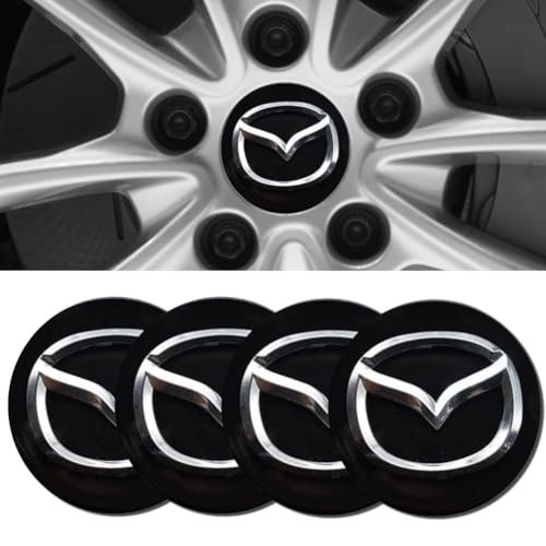 CHAOWEIFB 4 Stück Auto Nabendeckel Aufkleber für Mazda CX-80 2024, Radnabenabdeckung-Logo Radnabendeckel Nabenkappen Abzeichen Sticker,Bla-ck-60MM von CHAOWEIFB