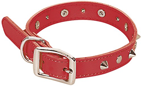 CHAPUIS SELLERIE SLA050 Hundehalsband - Leder-Imitat rot mit Nieten - Breite 15 mm - Länge 35 cm - Größe S von CHAPUIS SELLERIE