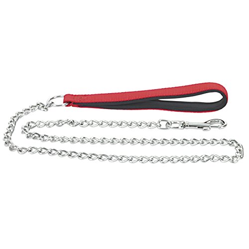 CHAPUIS SELLERIE SLA070 Hundeleine - Gedrehte Stahlkette Durchmesser 3 mm - Handschlaufe Nylon rot - Länge 1,20 m - Größe L von CHAPUIS SELLERIE