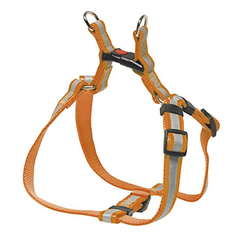 CHAPUIS SELLERIE SLA362 Reflektierendes verstellbares Hundegeschirr - Gurt in Leder-Imitat orange - Breite 20 mm - Länge 40-60 cm - Größe M von CHAPUIS SELLERIE