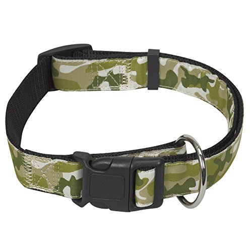 CHAPUIS SELLERIE SLA422 Verstellbares Hundehalsband - Nylongurt grüne Tarnfarbe - Breite 15 mm - Länge 30-45 cm - Größe M von CHAPUIS SELLERIE