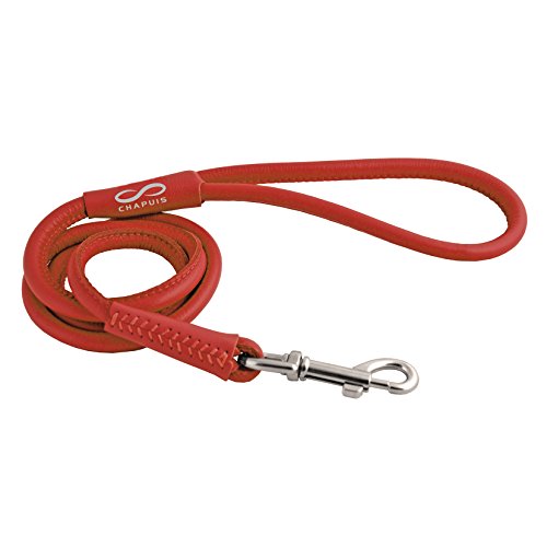 CHAPUIS SELLERIE SLA677 Runde Glamour-Leine für Hunde und Katzen - Rotes Leder - Durchmesser 4 mm - Länge 1,22 m - Größe XS von CHAPUIS SELLERIE