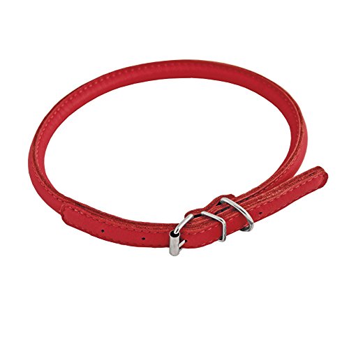 CHAPUIS SELLERIE SLA692 Rundes verstellbares GLAMOUR-Halsband für Hunde - Rotes Leder - Durchmesser 10 mm - Länge 33-41 cm - Größe m von CHAPUIS SELLERIE