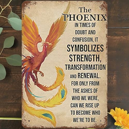Metall-Blechschild im Vintage-Stil, 20,3 x 30,5 cm, "The Phoenix in Times of Doubt And Confusion", Wandkunst, symbolisiert Stärke, Transformationserneuerung, Poster für Zuhause, Wohnzimmer, Metall-Blechschild im Vintage-Stil, 20,3 x 30,5 cm, "The Phoenix in Times of Doubt And Confusion", Wandkunst, symbolisiert Stärke, Transformationserneuerung, Poster für Zuhause, Wohnzimmer, von CHARLLR