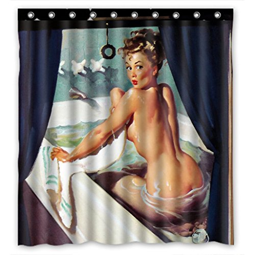 CHATAE Custom Sexy Vintage Retro Pin-Up Girl Lady Badezimmer Vorhang für die Dusche, Dusche Ringe enthalten 100% Polyester wasserdicht Duschvorhang 167,6 x 182,9 cm von CHATAE