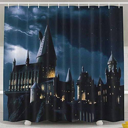 CHATAE Kissen Hüte Duschvorhang Druck Hogwarts Schloss Polyesterfaser Badezimmer Dekoration Set mit Haken, 152 x 183 cm von CHATAE