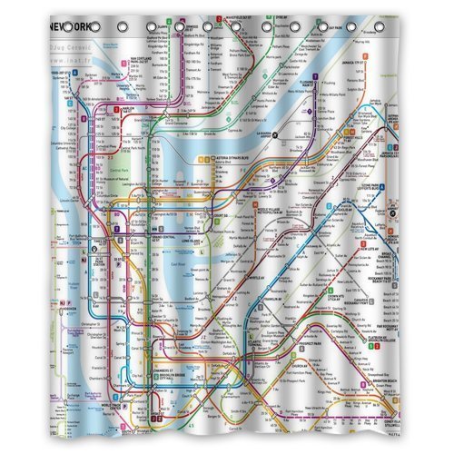 CHATAE New York Subway Map Hintergrund Wasserdicht Vorhang für die Dusche/Bad Curtain-Size: 152,4 x 182,9 cm von CHATAE