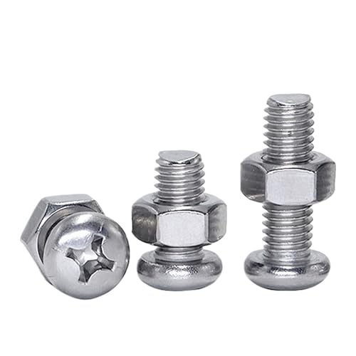 50Sets M1 M1.2 M1.4 M1.6 304 Edelstahl Schraube Mutter Set Kreuz Runde Pan Kopf Bolzen Hexagon Muttern Kombination(M1.2x10mm) von CHATROOM