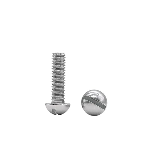 CHATROOM 10/50PCS M1,6 M2 M2,5 M3 M4 M5 M6 Edelstahl 304 Halbrunde Tasse Pilz Kopf Schlitz Stick Maschine Schrauben Schalter Bolzen (Size : M2x10mm 50pcs) von CHATROOM