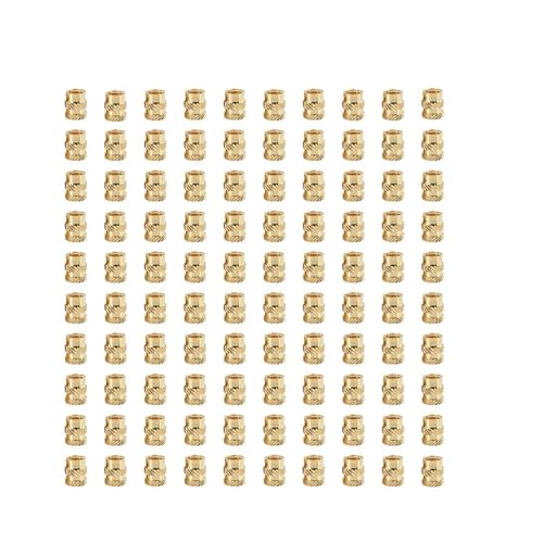 M2 M2,5 M3 M4 M5 M6 Kupfer Einsatz Mutter Rändel Gewinde Hot Melt Embedded Muttern Messing Heat Set Einsatz Laptop 3D Druck Mutter (Color : Style A(100Pcs), Size : M2x2x3.2) von CHATROOM