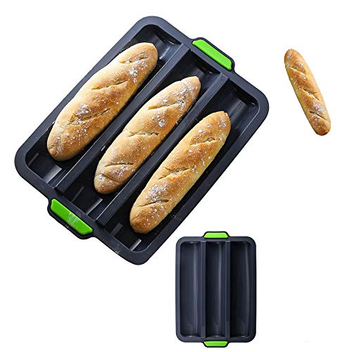 CHAWHO Baguette Backform Silikon Baguette Backblech Antihaft - Brot Silikon Backform, Baguetteblech für backt French-Bread, Breadstick und Brötchen, 34x24cm von CHAWHO