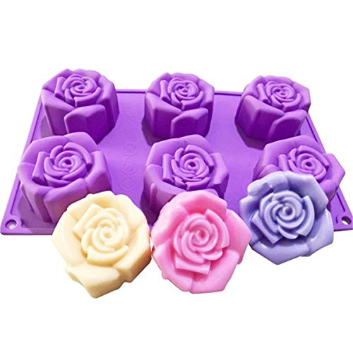 CHAWHO Silikonform Rosa – Form einer Blume aus Silikon, antihaftbeschichtet, 3D-Form, Slicone, für Muffins, Cupcakes, Schokolade, Pudding und Gelee von CHAWHO