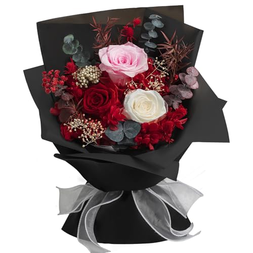 Konservierte Blumen Bouquet, Konservierte Rose Blumen für die Lieferung Prime, natürliche echte Rose dauert 1-3 Jahre, Valentinstag Muttertag Jubiläum Geburtstagsbox für Frau Mutter ihr von CHAWONER
