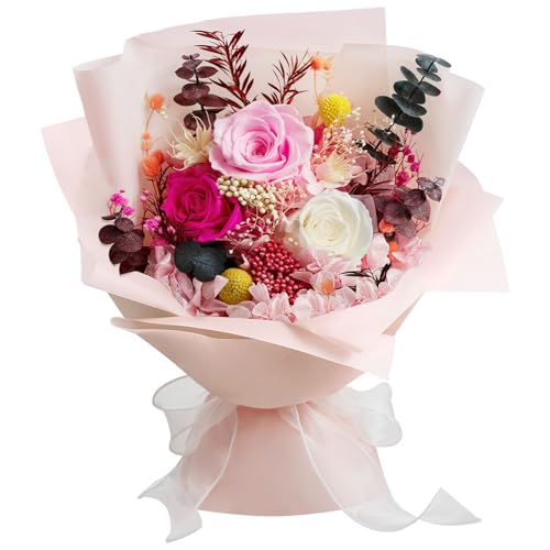 Konservierte Blumen Bouquet, Konservierte Rose Blumen für die Lieferung Prime, natürliche echte Rose dauert 1-3 Jahre, Valentinstag Muttertag Jubiläum Geburtstagsbox für Frau Mutter ihr von CHAWONER