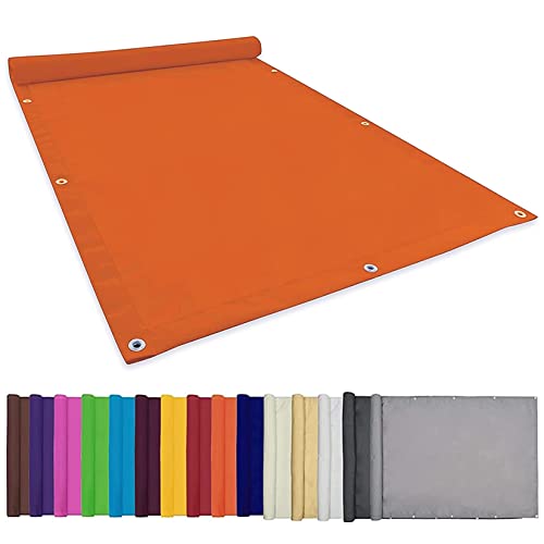 Balkonbespannung reißfest 1.6x1.8M Sonnenschutz UV Schutz Wasserabweisend Schattensegel Sonnensegel Rechter Winkel Mit Spannseilen Für Garten Terrasse Balkon, Orange, 22073 von CHBIN