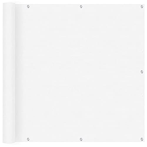 CHBIN Balkon Sichtschutz 0.8x5.5m Balkonbespannung UV-Schutz Sonnenschutz mit Ösen, Nylon Kabelbinder und Kordel für Draußen Patio Garten, Weiß von CHBIN