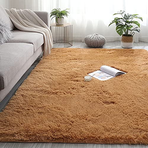 CHBIN Kunstfell 120x200cm Teppich Wohnzimmer Modern Wohnzimmer Teppich Area Rug rutschfeste Unterseite Weiche für Esszimmer oder und Die Küche Cafe Lounge Sofas Usw, Hellbraun von CHBIN