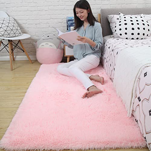 CHBIN Kunstfell 40x100cm Shaggy Teppich Nachahmung Wolle Teppich Fellteppich Super Weich Gemütliches für Bettvorleger Sofa Matte Oder Schlafzimmmer Deko Usw, Pink von CHBIN