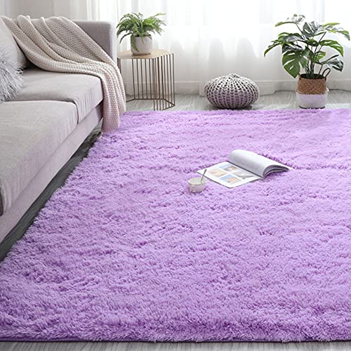 CHBIN Langflor 200x280cm Hochflor Teppich Wohnzimmer Teppich Home Teppich rutschfeste Unterseite Weiche für Bettvorleger Sofa Matte Oder Schlafzimmmer Deko Usw, Lila von CHBIN